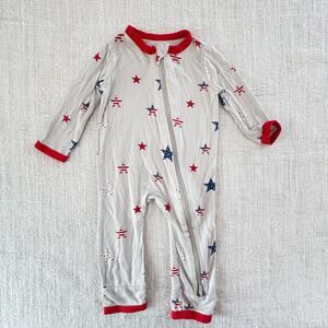 Kyte Baby 97% Bamboo Gray Star Print Zippered Romper GUC 3-6mo
